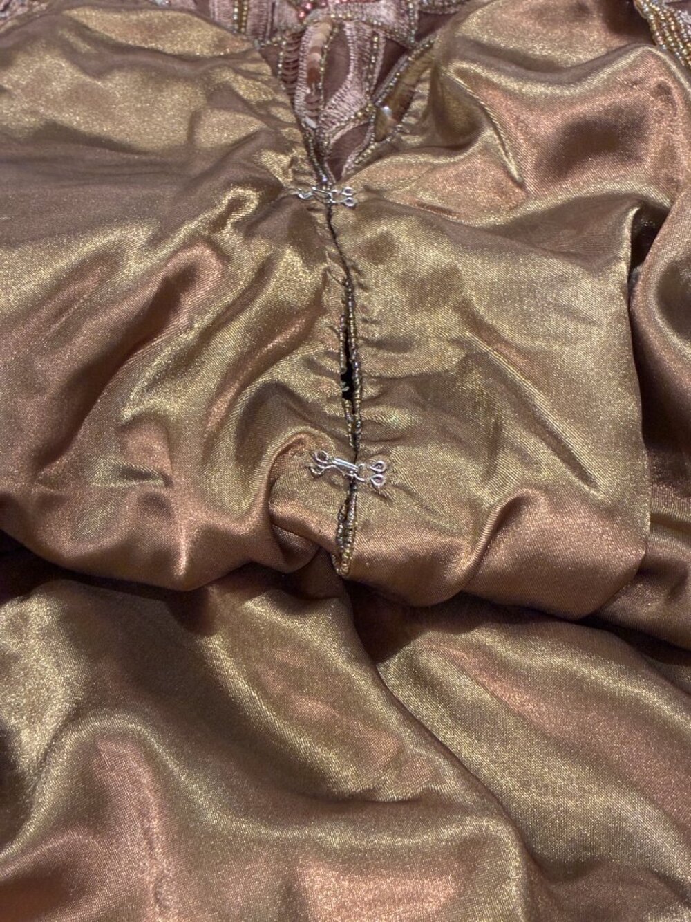 SCALA Vintage Beaded Embroidered Sequin Bronze Silk Evening Jacket Women 1X - Picture 13 of 13